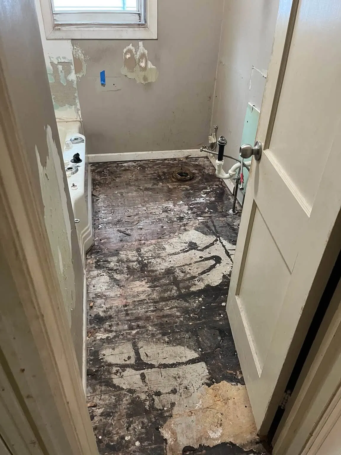 Bathroom tear-out after demolition