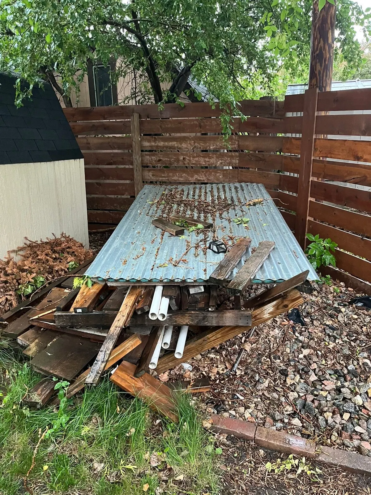 Construction debris before Dakota Cleanout work